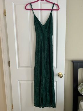 Simple Dark Green Lace Maxi Dress